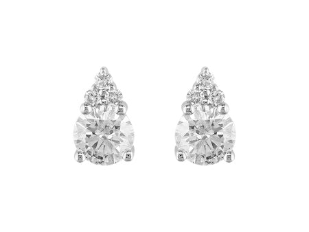 18K White Gold Diamond Stud Earrings