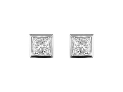 14K White Gold Princess Cut Diamond Stud Earrings