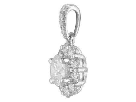 18K White Gold Halo Diamond Pendant