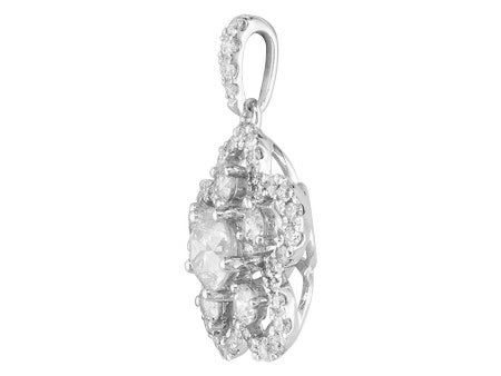 18K White Gold Flower Diamond Pendant