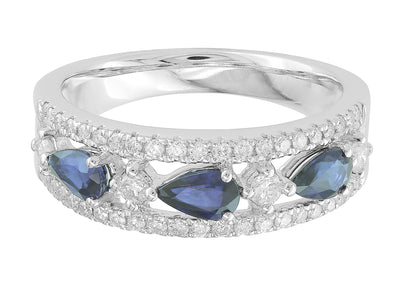 14K White Gold Sapphire Diamond Ring