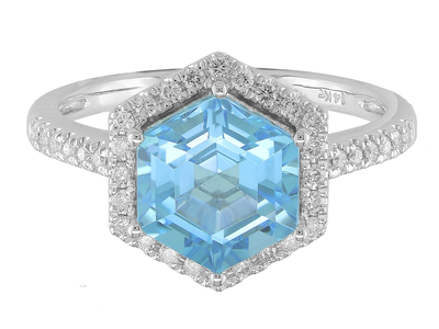 14K Gold Birthstone and Diamond Ring White/Yellow/Rose Gold