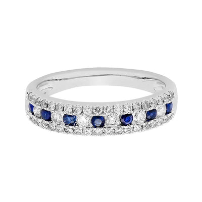 14K Gold Ruby/Sapphire Diamond Ring, Birthstone Gemstone White/Yellow Gold