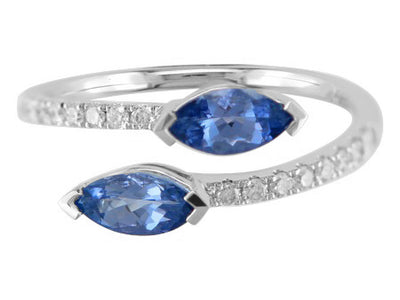 14K White Gold Birthstone and Diamond Ring