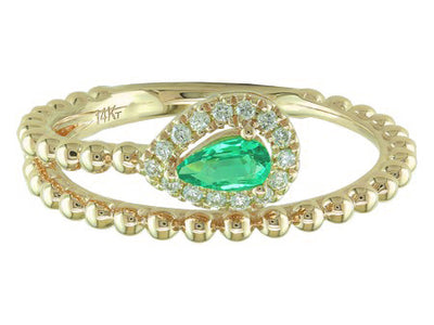 14K Gold Birthstone and Diamond Ring White/Yellow